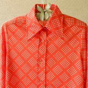 💕VINTAGE 70s Large Collar Button Front Shirt Size S/M